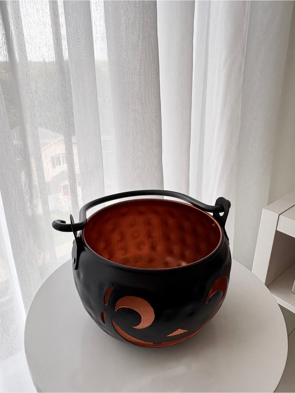 Candy/Decorative Black & Copper Cauldron Bowl